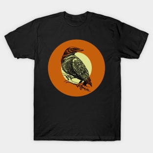 Halloween Crow, Signs, Omens, and Fortunes - Pale Green, Orange, and Black Variation T-Shirt